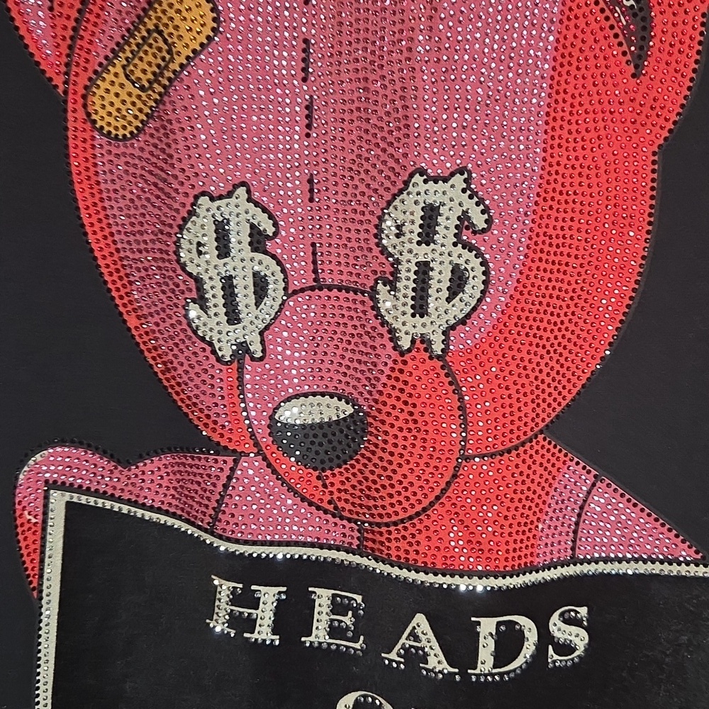 EUC! Heads Or Tail Rhinestone Tshirt Teddy Bear
